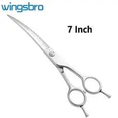 Wingsbro Tesoura Para Cães E Gatos De 7 Polegadas Cuidar , Animais De Estimação Cabelos Emaranhados Reta Curvada Mais Fi