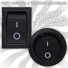 Botão Interruptor Chave Gangorra Para Carro Quadrado/Redondo Liga Desliga On/Off 2 Polos 2 Terminais
