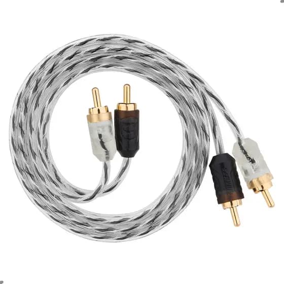 Cabo RCA Injetado Flexível Transparente 1 Metro Taramps Stereo Para Carro Som Automotivo 3mm 1mt