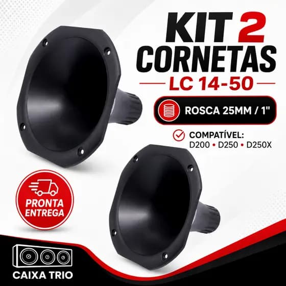 Kit 2 Cornetas Curtas LC 14-50 Para Driver Rosca 25mm 1 Polegada D200 D250 D250X