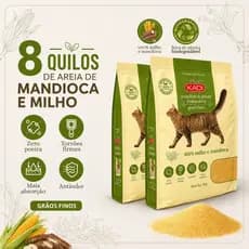Areia de Milho e Mandioca Gato 8kg