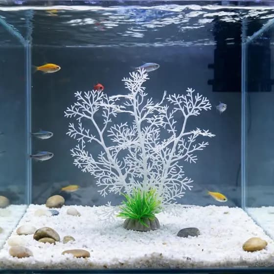 Planta Artificial Aquario Enfeite e Decoração 19cm Branco czu89