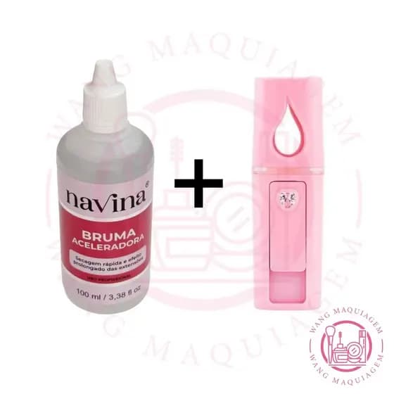 Conjunto Nano Mister Vaporizador + Bruma Navina 100ml Acelerador Extensão de Cílios
