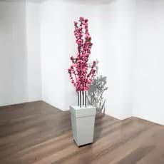 Planta Artificial Cerejeira 4 Hastes Rosa Bebe Com Vaso Grande