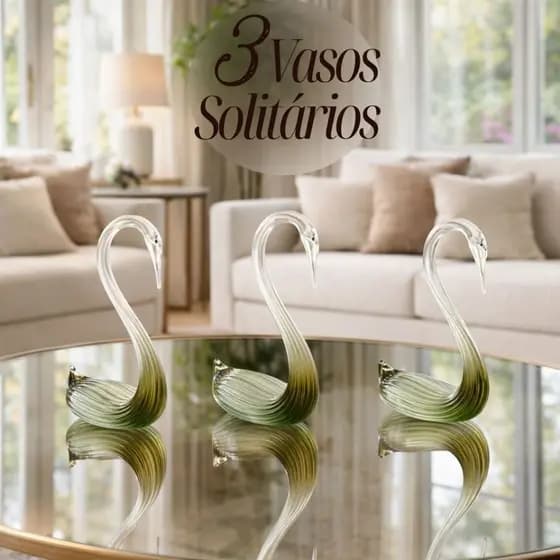 Kit 3 Vaso Enfeite Solitário Cisne Vidro Decoração Mesa Festa Casamento Centro De Mesa
