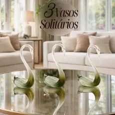 Kit 3 Vaso Enfeite Solitário Cisne Vidro Decoração Mesa Festa Casamento Centro De Mesa