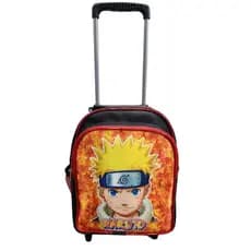 Mochila escolar infantil creche rodinhas Naruto bolsos laterais