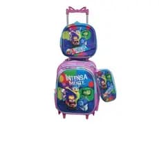kit mochila escolar carrinho feminina Divertidamente lancheira termica