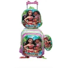 kit mochila escolar 3D rodinhas feminina moaana lancheira termica