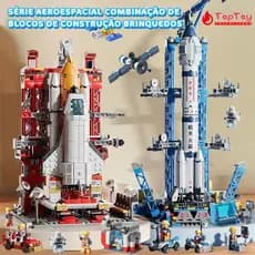 1099 Pecas Blocos de Montar Espaco Serie Foguete Onibus Espacial Brinquedo Educativo Infantil Compatíveis Presente Natal