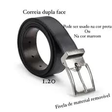 cinto dupla face masculino de couro sintético dupla face preto e marrom