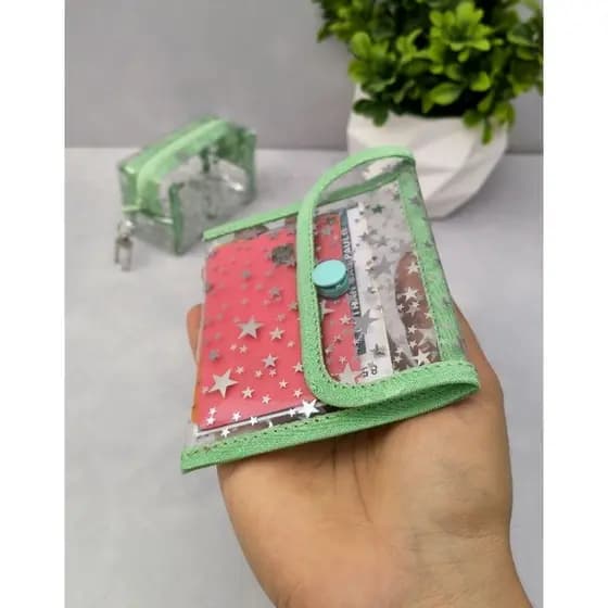 Kit Carteirinha + Mini nécessaire/ Porta moedas/Porta cartões/plástico cristal