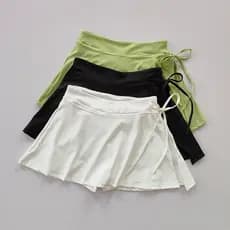 Saia De Yoga Esportiva Badminton Tênis Calça De Meia-Corpo Secagem Rápida Bolso Correia Dividida Para Roupa Exterior