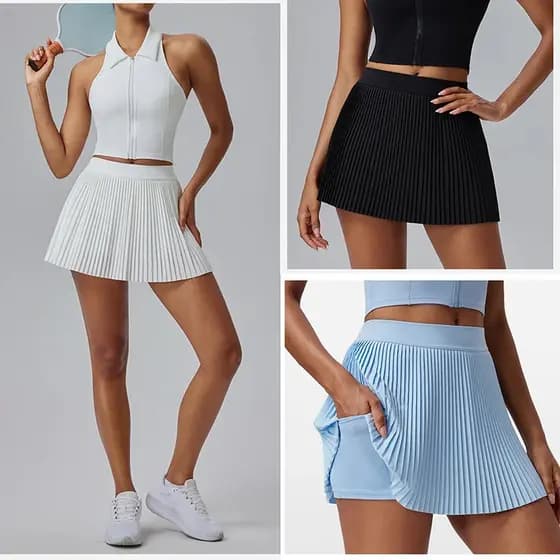 2025 Órgão Plissado Saia De Tênis Para Mulheres Falso De Duas Peças Anti-Exposto Esportes Fitness Badminton Golfe Terno