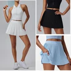 2025 Órgão Plissado Saia De Tênis Para Mulheres Falso De Duas Peças Anti-Exposto Esportes Fitness Badminton Golfe Terno