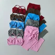 Pêssego Nádega Terno De Fitness 2 Pçs Alta Espera Leggings Conjunto Apertado Yoga Roupas Esportivas De Secagem Rápida Se