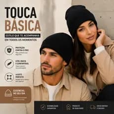 Touca de Lã Unissex Gorro Preto Básico Inverno Confortável Ajuste Perfeito