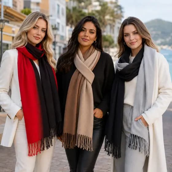 Cachecol Degradê Feminino Inverno Duas Cores Com Franja Macio Elegante e Quentinho Fashion