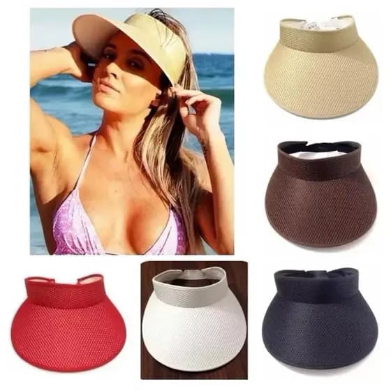 Viseira Praia Feminina Proteção Aba Grande Lisa  ou Comeia Margarida