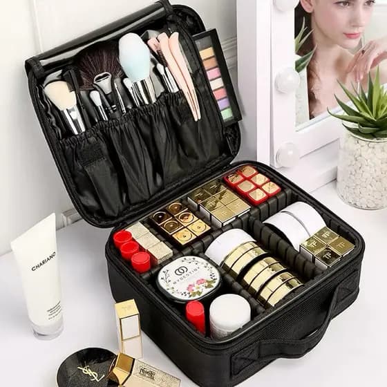 Maleta de Maquiagem Profissional Com Divisórias Maquiador Make Acessórios Grande