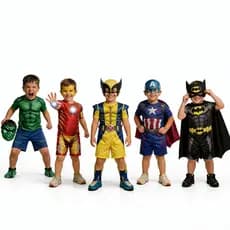 Fantasia Infantil Super Heróis com Máscara Macacão Curto P ao GG Diversos Modelos - Pronta Entrega