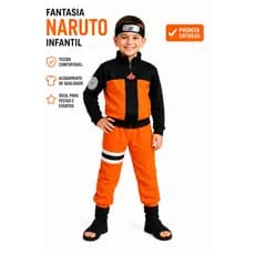 Fantasia Infantil Conjunto Naruto – Calça Blusa e Bandana EVA Carnaval - Pronta Entrega
