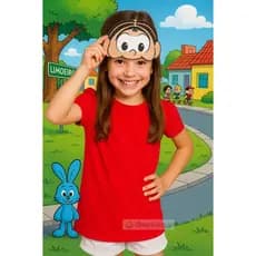 Fantasia Infantil Mônica com Camiseta Short e Máscara EVA P ao EXG Aniversario Carnaval
