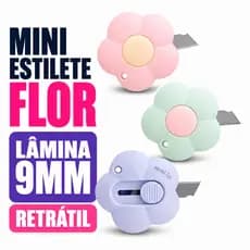 Mini Estilete Flor Love Flowers Molin Lâmina 9mm Retrátil Escolar Escritório