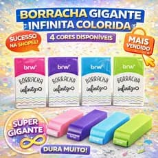 Borracha Grande Colorida BRW Infinity Escolar Apaga Lápis Sem Resíduos Alta Qualidade