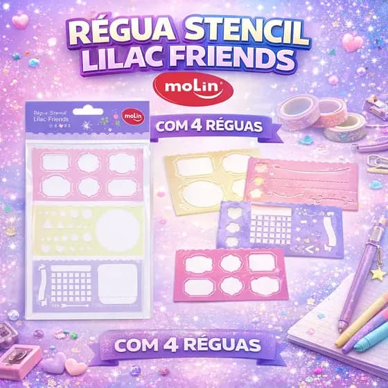 Régua Stencil Lilac Fields by Sof MOLIN Kit 4 Unidades Alta Qualidade Original