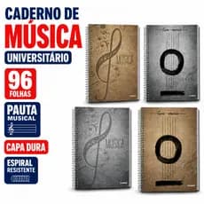 Caderno de Música Universitário Credeal 96 Folhas Pauta Musical + Espiral Resistente, Capa Dura