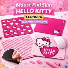 Mouse Pad Slim Hello Kitty Leonora Base Antiderrapante Superfície Lisa Escritório Gamer Escolar Original