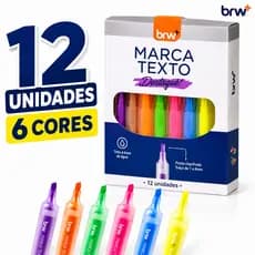 Marca Texto Fluorescente BRW Caixa Com 12 Unidades Ponta Chanfrada 1-4mm Escolar Escritório Original