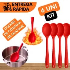 KIT COLHER DE SILICONE NÃO DERRETE E NÃO RISCA PANELAS SILICONE MACIO PASCOA RESTAURANTE COZINHA