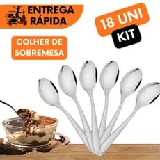 COLHER DE SOBREMESA DE AÇO COM 17CM COLHERES INOX NÃO ENTORTA IDEAL PARA BOLO MOUSSE TORTASOBREMESAS