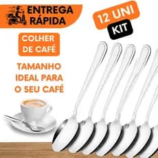 KIT 12 OU 6 COLHERES DE CAFÉ MEDIDA CERTA NÃO ENTORTA INOX CAFETERIA CAFE CHÁ ACESSORIO DE MESA