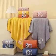toalha De Banho Feminina De Microfibra Utilizável Toalha Macia estampada de urso