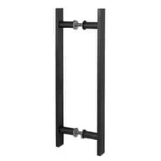 Puxador Preto Barra Chata em Aluminio para Porta Pivotante Madeira ou Vidro, Portão, 30 40 50 60 70 80 90 100 cm