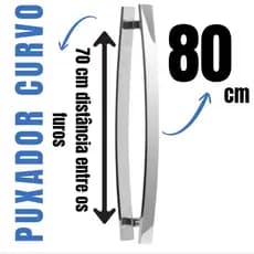 Puxador Curvo 80 cm barra chata para Porta de Madeira ou Vidro