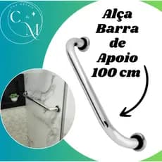 Alça Barra de Apoio 100 Cm Corrimão Suporte Banheiro Aluminio Idoso Deficiente Gestante