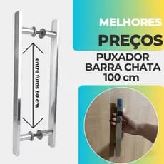 Puxador Barra chata 100 Cm Para Porta De Madeira Ou Vidro C&A METAIS