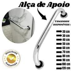 Alça Barra de Apoio de Segurança Alumínio para Banheiro Idosos  Deficientes