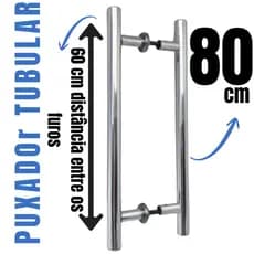 Puxador Tubular 80 cm para Portas de Madeira e Vidro
