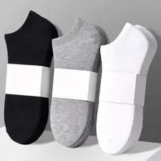 Kit 6 ou 3 pares de Meia Masculina Adulto Cano Curto Lisa em Poliéster e Algodão Confortável