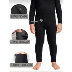 Kit 3 pçs De Meia Calça Preto Infantil/Juvenil Masculina de Frio sem pé Forrada Grossa Elástica com Botão