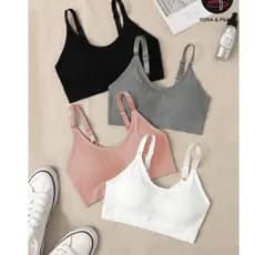 Kit 2 pçs ou 1 Top Feminino Liso Canelado para academia pilates ioga beach tennis Poliamida importada atividades fisicas