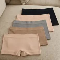 Kit 3 ou 6 Calcinha Short Feminino Tecido Texturizado Canelado cores neutras lisas