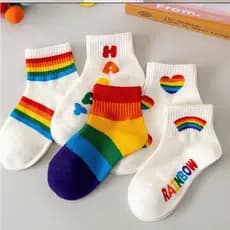 Kit De Meia Infantil Criança Menina Unissex Coloridas Divertidas Cano alto Algodão Poliéster