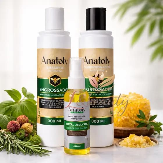 Kit Shampoo E Condicionador 300g Engrossador  +  Óleo Reparador 60ml Anti Queda Anatoly