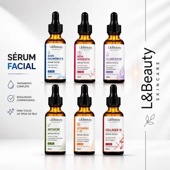 Sérum Facial L&beauty 30ml Tratamento Completo Para Todos Os Tipos De Pele